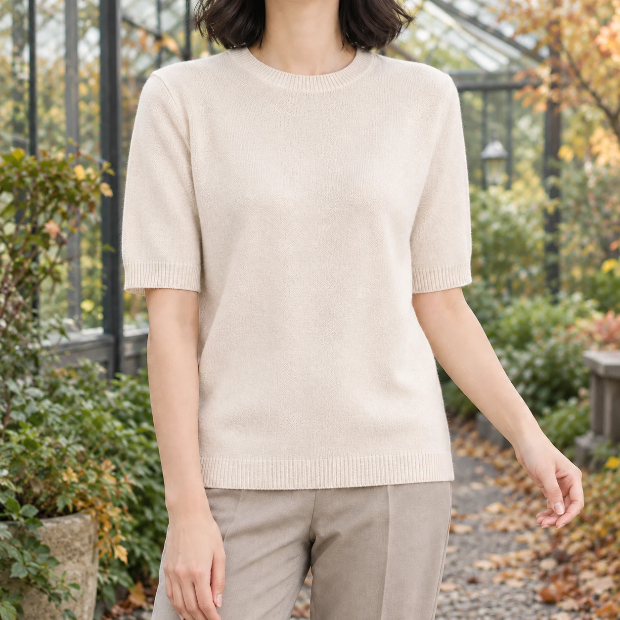 Valentina Crew Neck Sweater — Beige