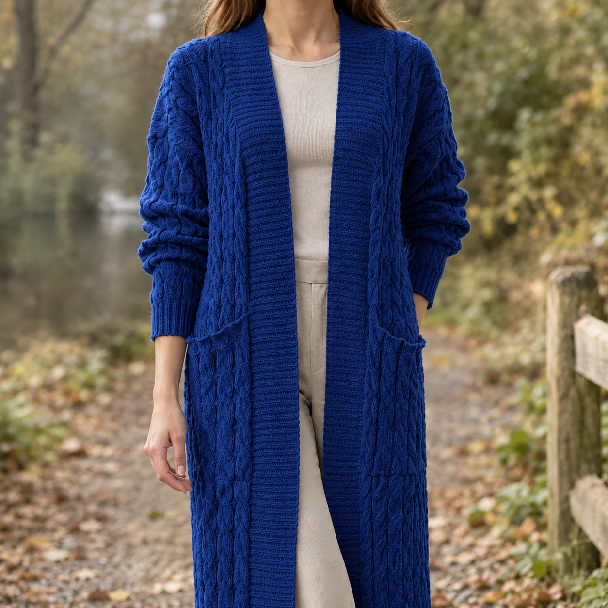 Paloma Cable Knit Cardigan — Royal Blue