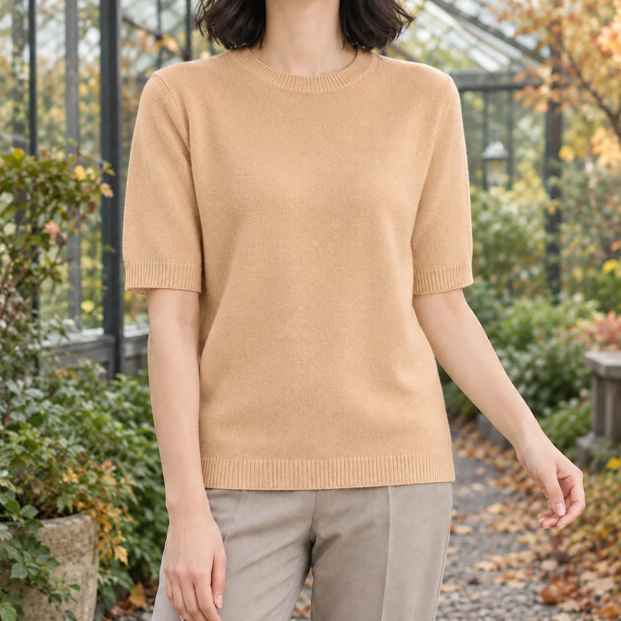 Valentina Crew Neck Sweater — Yellow Camel