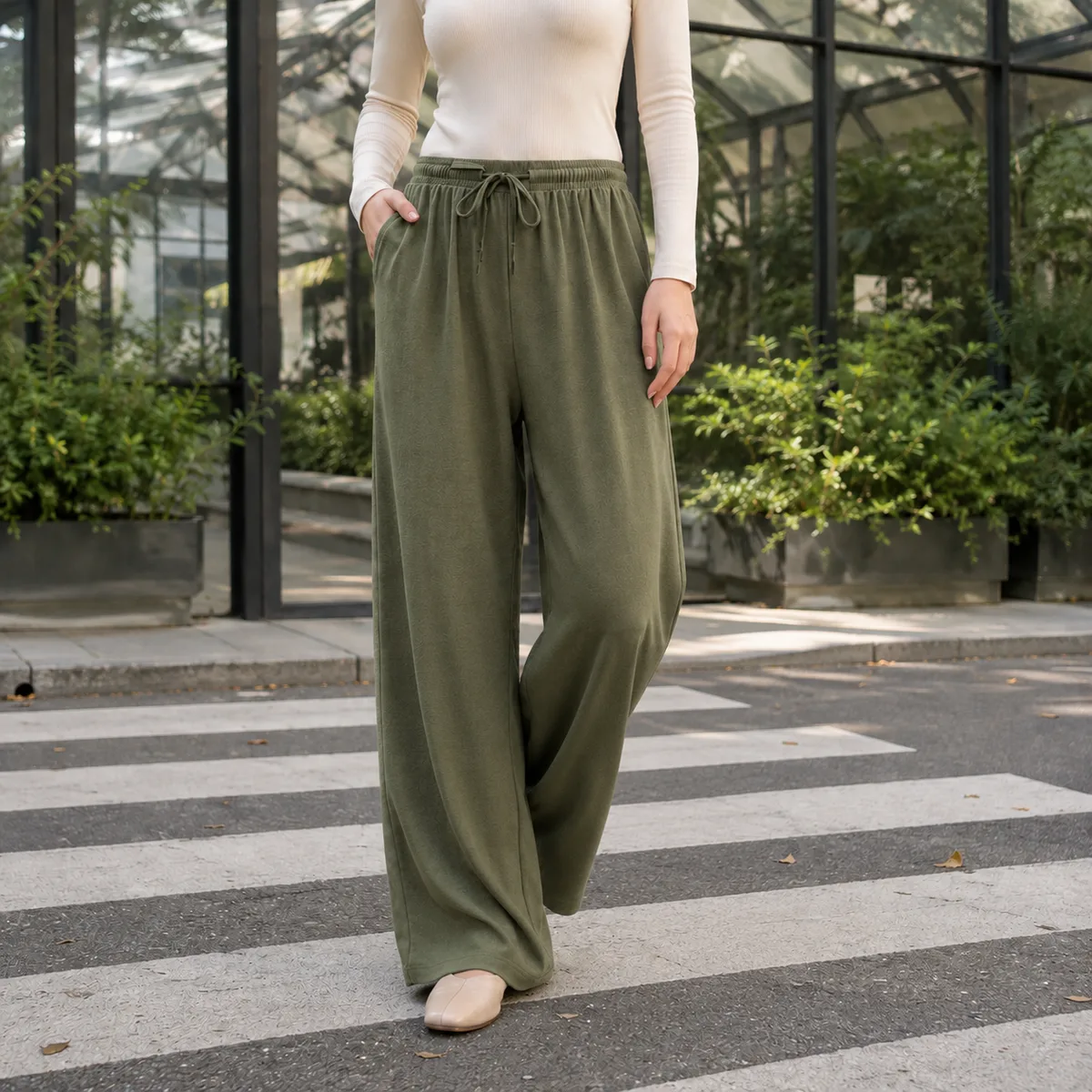 Caitlin Wide Leg Pants — Green
