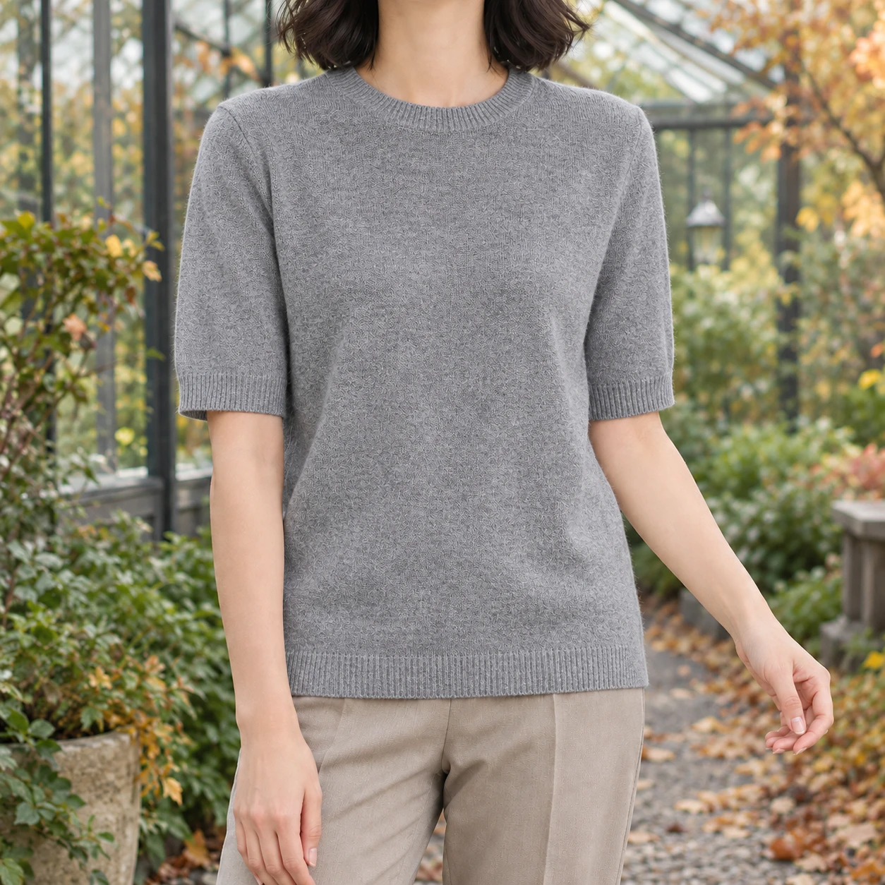 Valentina Crew Neck Sweater — Gray