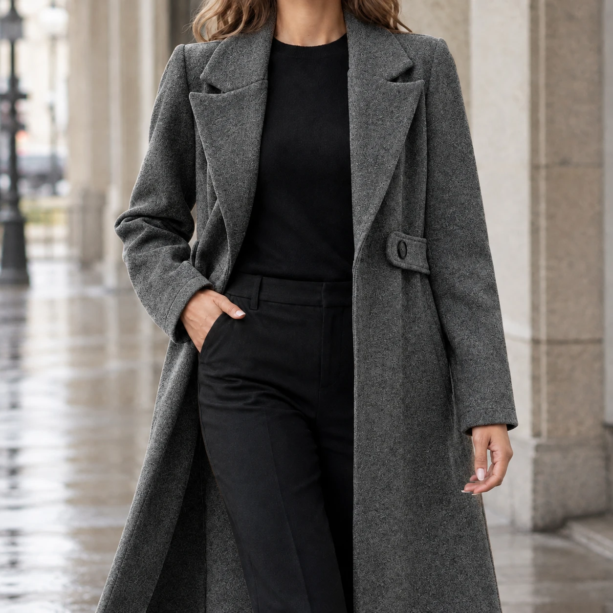 Valencia Tailored Coat — Dark Gray