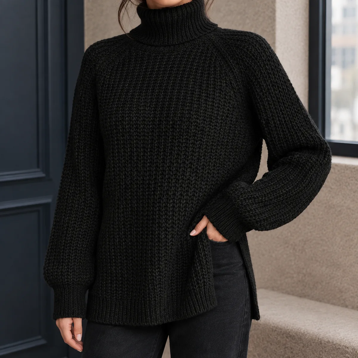 Hyacinth-Faye Ribbed Turtleneck Sweater