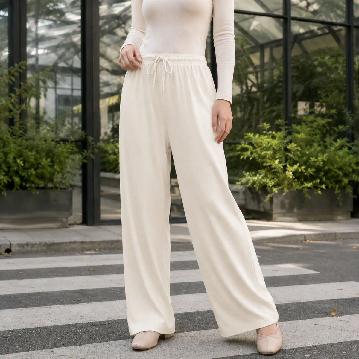 Caitlin Wide Leg Pants — Off White