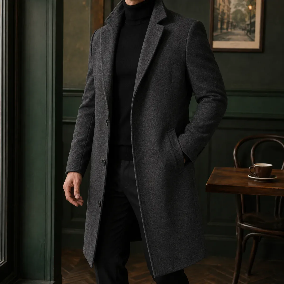 Thaddeus Tailored Overcoat in Dark Gray