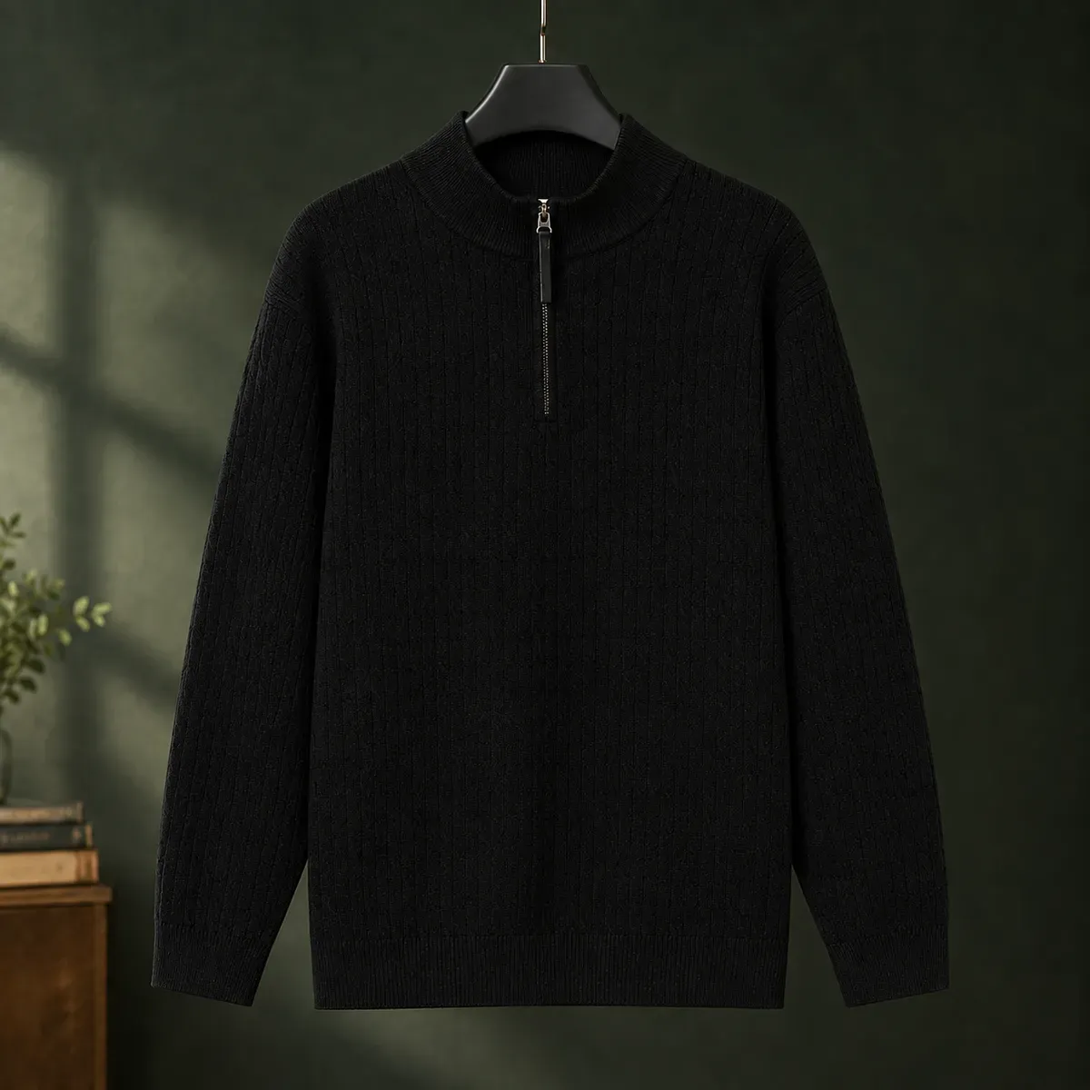Lucas Half-Zip Sweater in Black