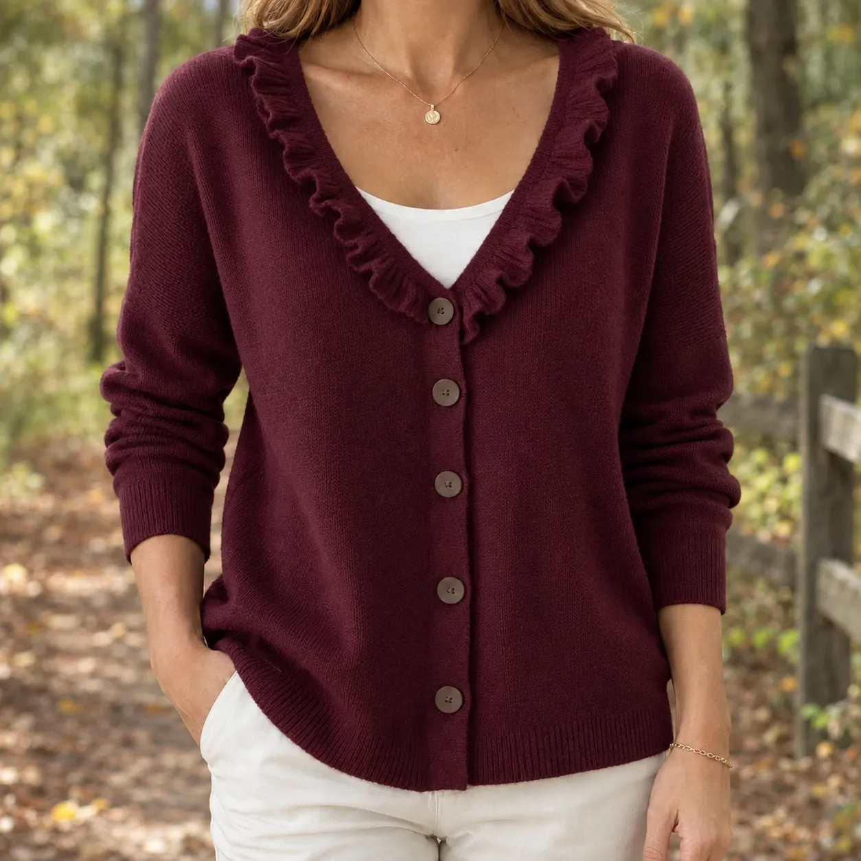 Severine-Claire Ruffle Cardigan — source gallery photograph 5