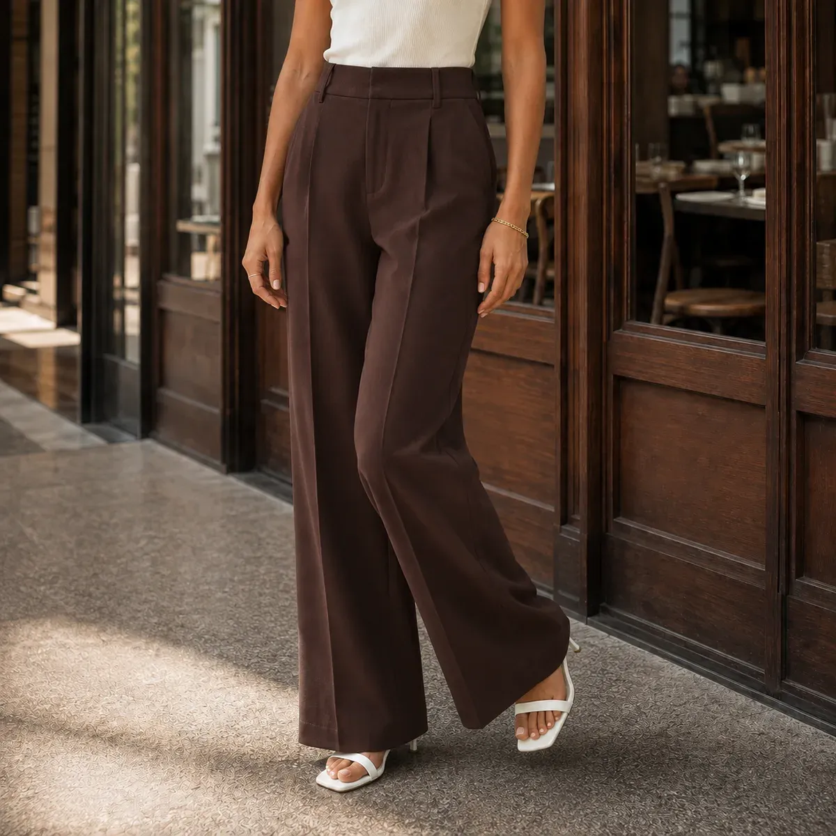 Rosalie-Faye Wide-Leg Pants in Brown