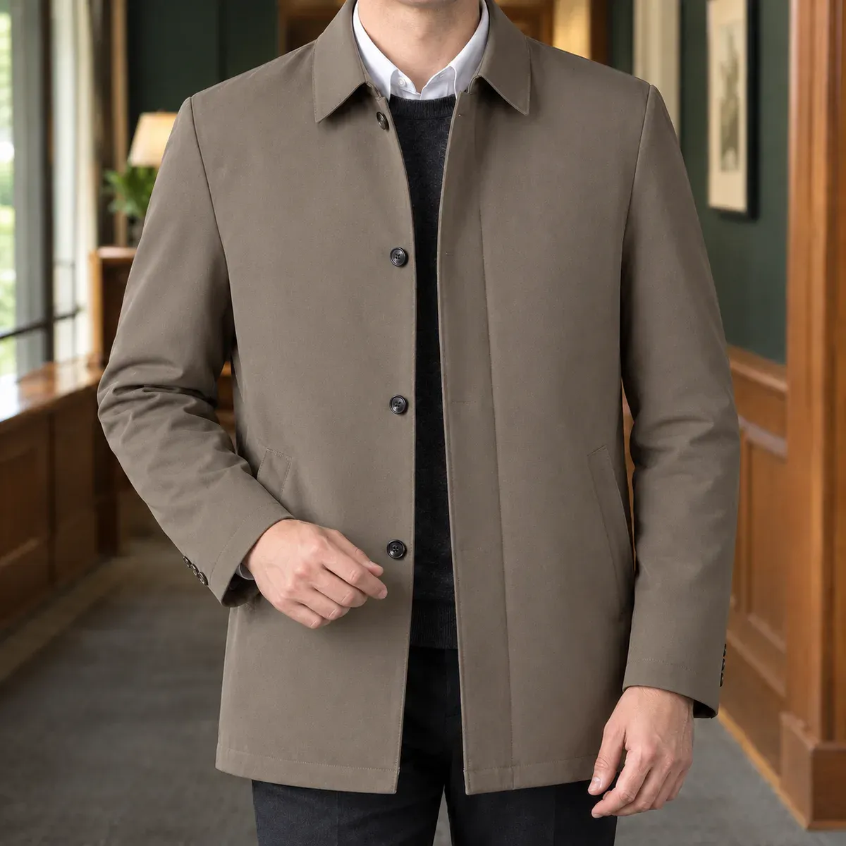 Mathias Collared Jacket in Khaki