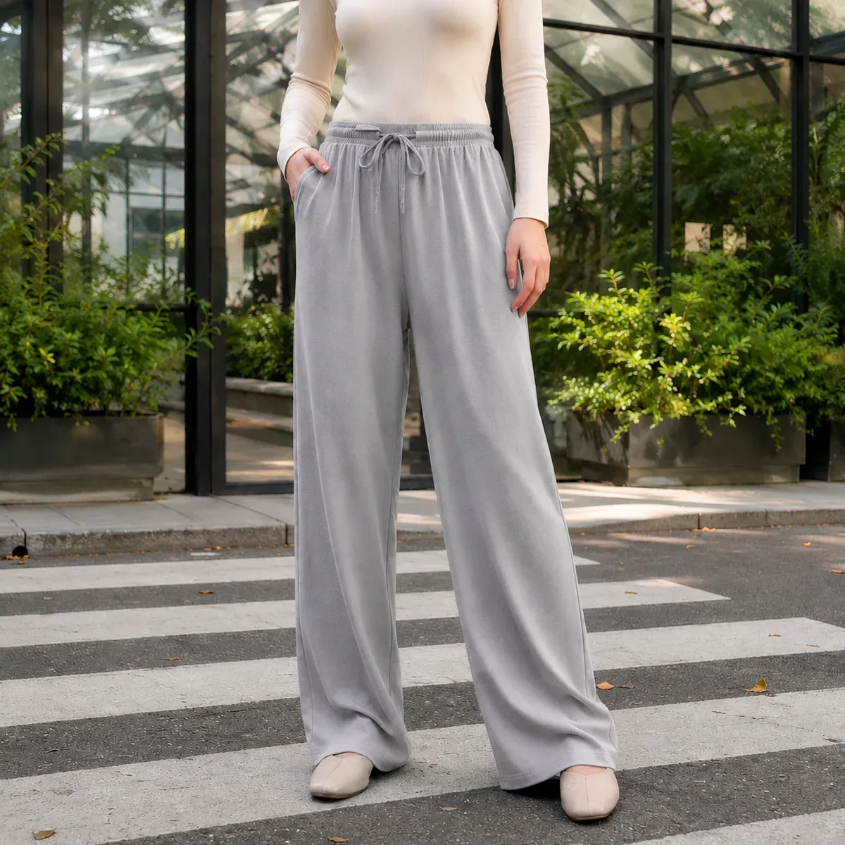 Caitlin Wide Leg Pants in Gray