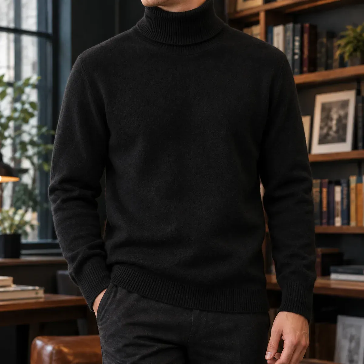 Lambert High Collar Sweater in Black