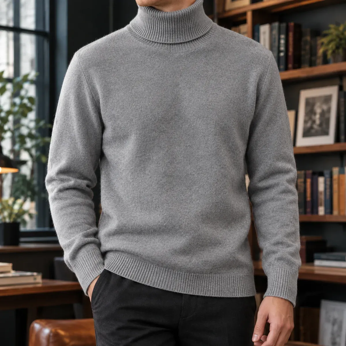 Lambert High Collar Sweater in Gray