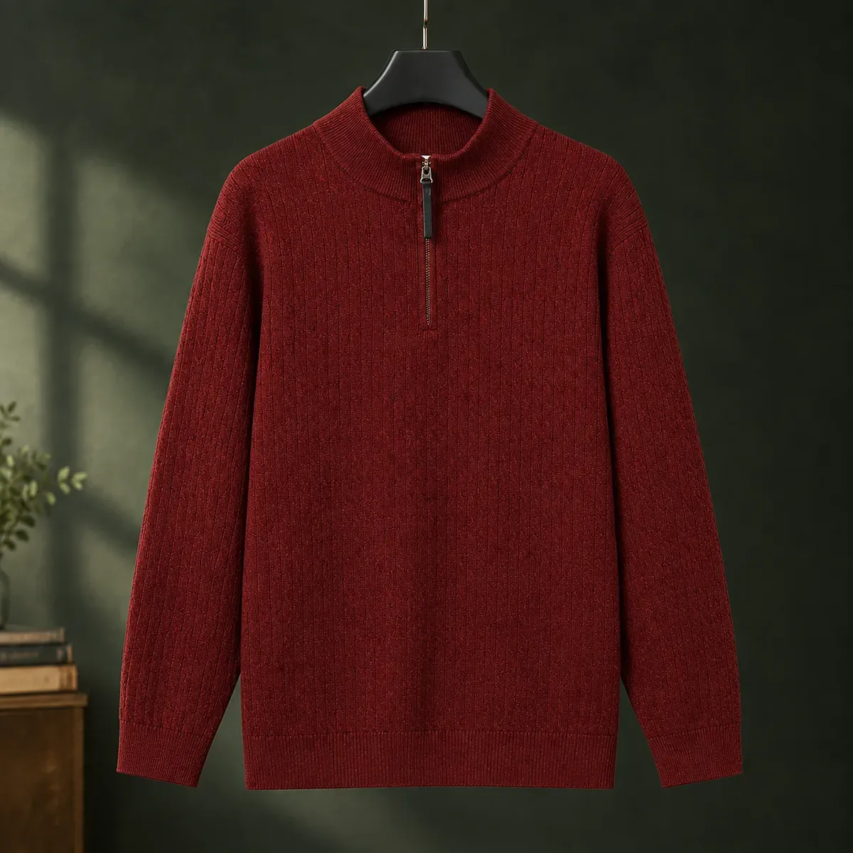 Lucas Half-Zip Sweater in Burgundy