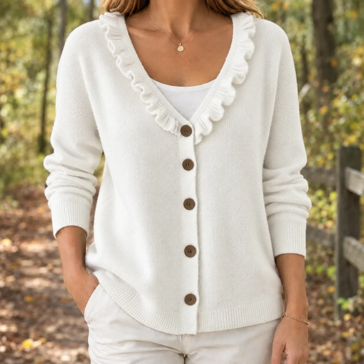 Severine-Claire Ruffle Cardigan — source gallery photograph 3