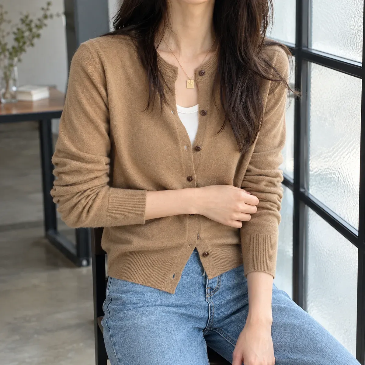 Leah Crewneck Cardigan — gallery photograph 1