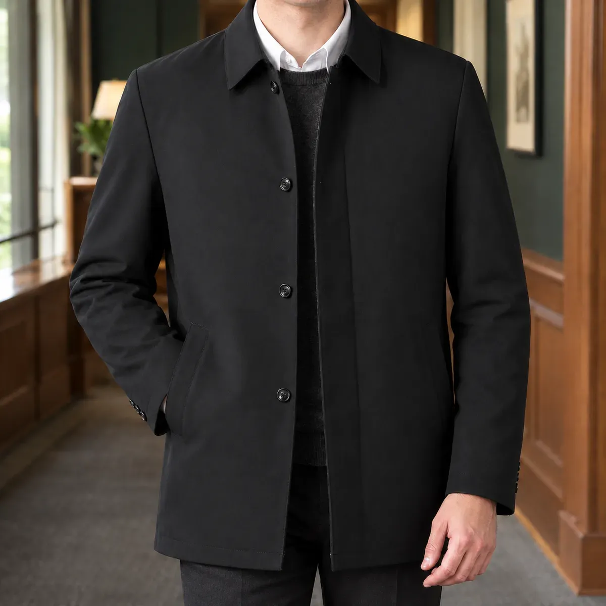 Mathias Collared Jacket in Black